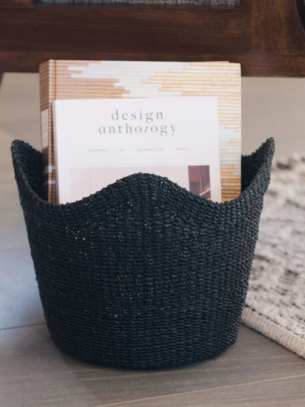 LIKHA BLACK SCALLOP BASKET - HANDWOVEN BASKET (Retail $70) NEW WITH TAG